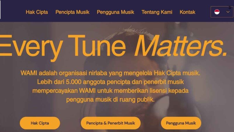 WAMI Indonesia, Penjaga Hak Cipta Musik di Indonesia - tangkap layar web WAMI Indonesia