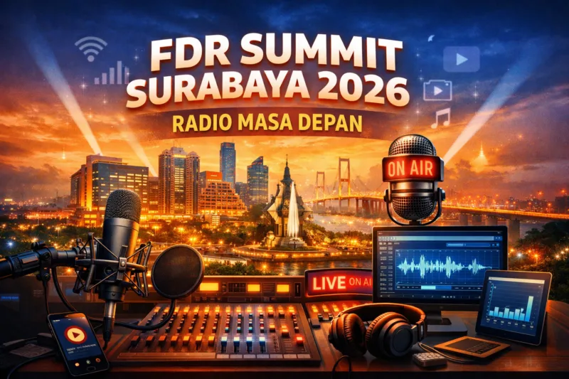 FDR Summit Surabaya 2026 akan dikemas dan didukung oleh Suara Surabaya sebagai radio yang berpengalaman dalam industri penyiaran.