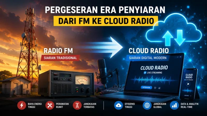 Radio cloud mulai menggantikan FM tradisional akibat tingginya biaya energi dan kebutuhan infrastruktur modern.